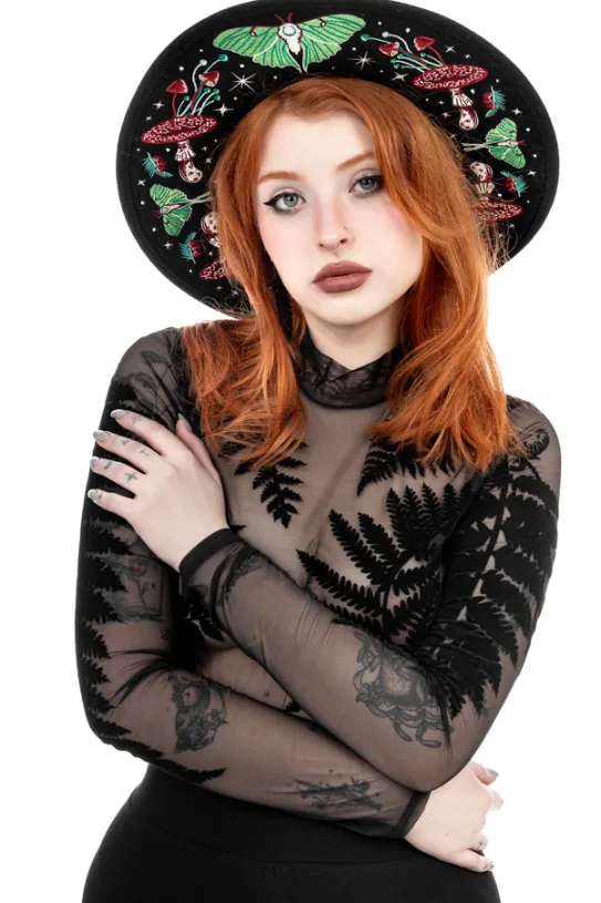 AUTUMNAL EQUINOX HAT Kapelusz z haftem ćmy-Restyle Fashion