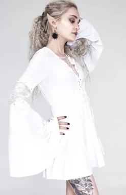 Bawełniana Sukienka Eden White z falbanami i wiązaniem gorsetowym-Restyle Hot