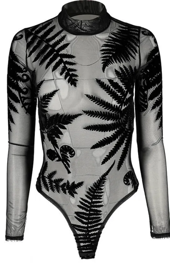 Body z siateczki paprocie FOREST FERN bodysuit-Restyle Fashion