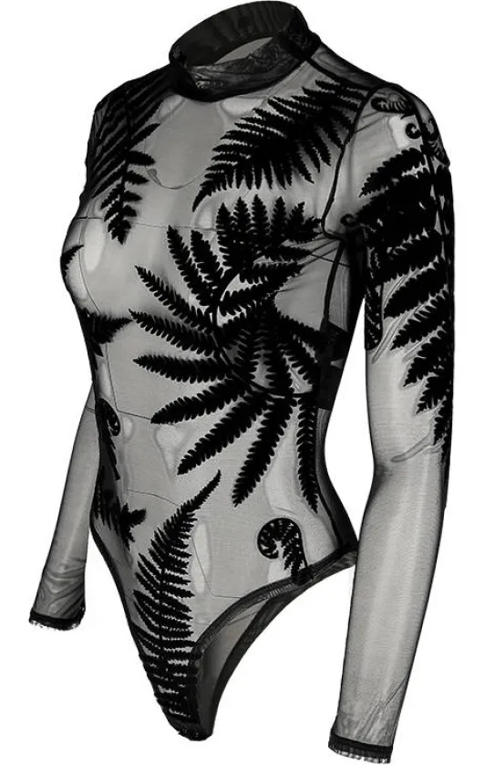 Body z siateczki paprocie FOREST FERN bodysuit-Restyle Fashion