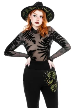 Body z siateczki paprocie FOREST FERN bodysuit-Restyle Fashion