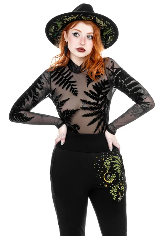 Body z siateczki paprocie FOREST FERN bodysuit-Restyle Fashion