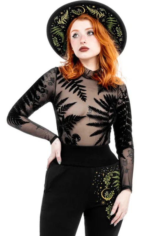 Body z siateczki paprocie FOREST FERN bodysuit-Restyle Fashion