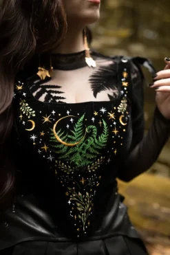 Body z siateczki paprocie FOREST FERN bodysuit-Restyle Fashion