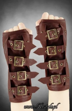 Brązowe rękawki z klamrami steampunk-Restyle Discount