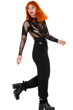 BUCKLE UP Eleganckie spodnie z wysokim stanem i klamrami-Restyle Online