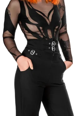 BUCKLE UP Eleganckie spodnie z wysokim stanem i klamrami-Restyle Online