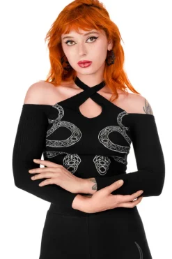 CATHEDRAL SNAKE BLOUSE Bluzka ze skrzyżowanymi paskami i odkrytymi plecami-Restyle Hot