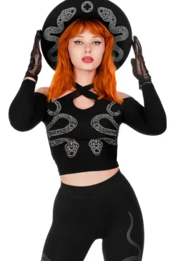 CATHEDRAL SNAKE BLOUSE Bluzka ze skrzyżowanymi paskami i odkrytymi plecami-Restyle Hot