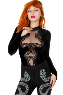 CATHEDRAL SNAKE BODYSUIT aksamitne body z dwoma wężami-Restyle Outlet