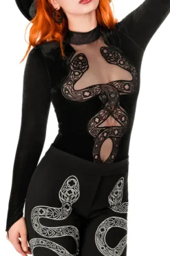 CATHEDRAL SNAKE BODYSUIT aksamitne body z dwoma wężami-Restyle Outlet