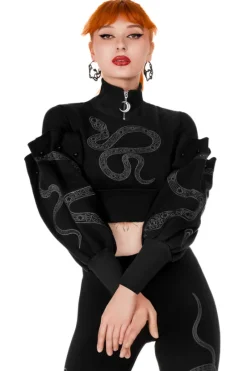 CATHEDRAL SNAKE CROPPED Krótka bluza z balonowymi rękawami-Restyle Outlet