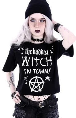 Crop top gotycka koszulka "THE BADDEST WITCH IN TOWN"-Restyle Best