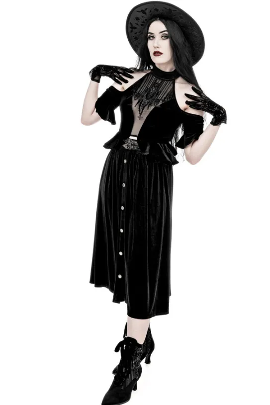 CRYPT VELVET MIDI SKIRT-Restyle Clearance