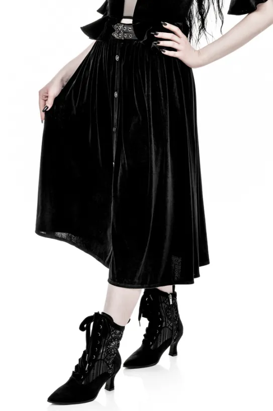 CRYPT VELVET MIDI SKIRT-Restyle Clearance