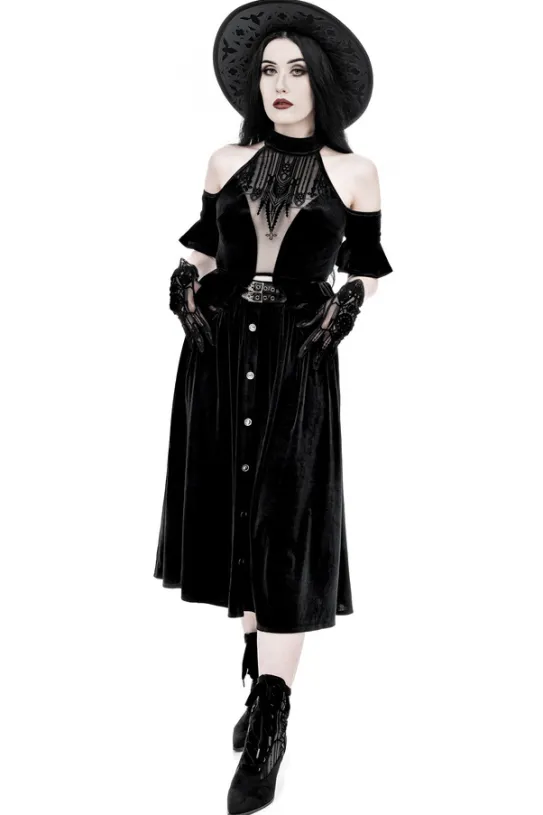 CRYPT VELVET MIDI SKIRT-Restyle Clearance