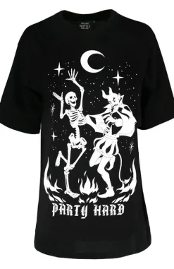 Czarna damska koszulka oversize Party Hard-Restyle Hot