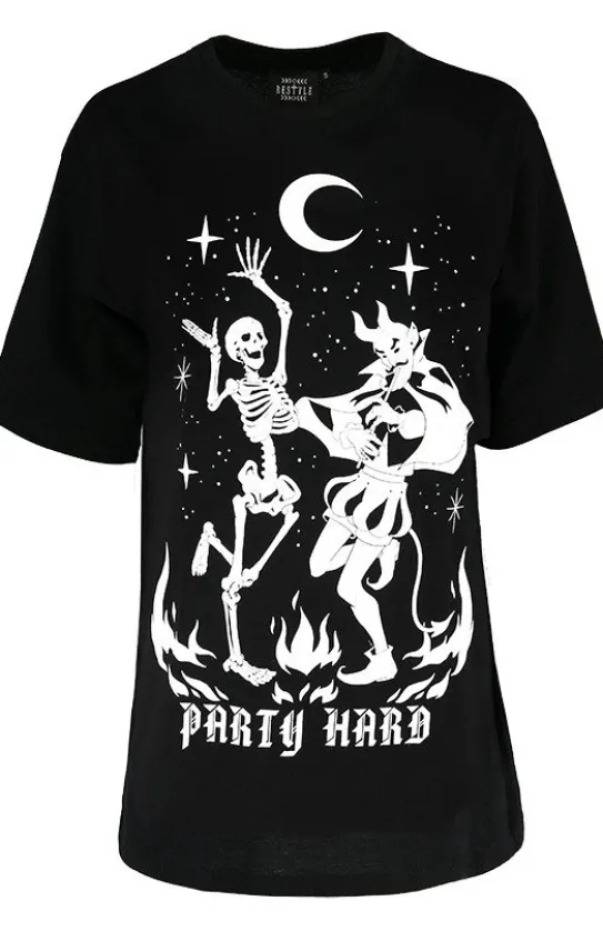 Czarna damska koszulka oversize Party Hard-Restyle Hot