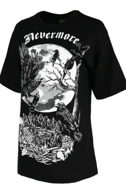 Czarna damska koszulka oversize kruk Nevermore-Restyle Online