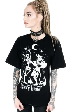 Czarna damska koszulka oversize Party Hard-Restyle Hot
