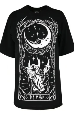Czarna damska koszulka z czarownicami i księżycem WITCHES CHANT-Restyle Hot