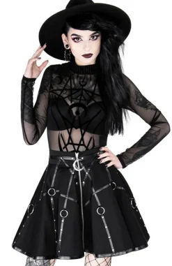 Czarna gotycka krótka spódnicaz pasami MOON MISTRESS-Restyle New