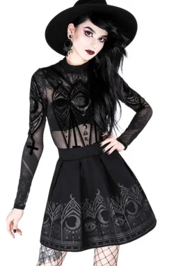 Czarna gotycka rozkloszowana spódnica "FORTUNE TELLER SKIRT"-Restyle Clearance