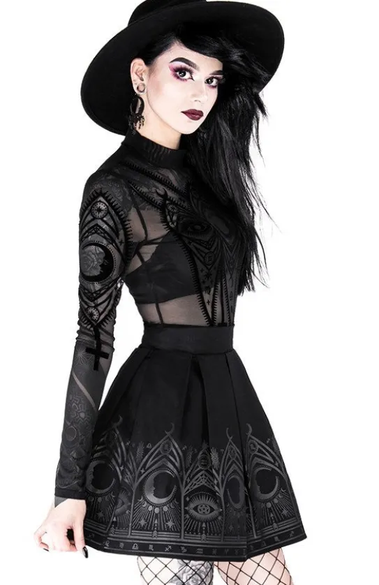 Czarna gotycka rozkloszowana spódnica "FORTUNE TELLER SKIRT"-Restyle Clearance