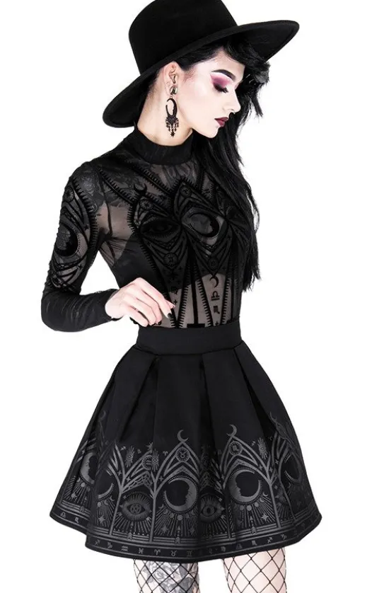 Czarna gotycka rozkloszowana spódnica "FORTUNE TELLER SKIRT"-Restyle Clearance