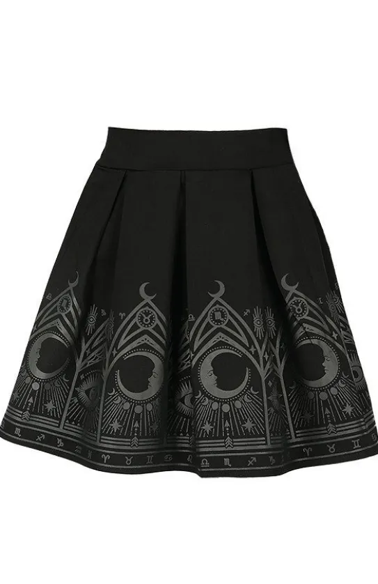 Czarna gotycka rozkloszowana spódnica "FORTUNE TELLER SKIRT"-Restyle Clearance