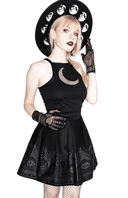 Czarna gotycka rozkloszowana spódnica "FORTUNE TELLER SKIRT"-Restyle Clearance