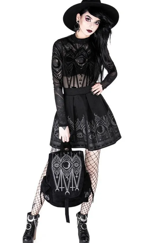 Czarna gotycka rozkloszowana spódnica "FORTUNE TELLER SKIRT"-Restyle Clearance