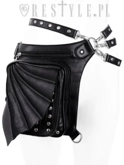 Czarna gotycka torebka na biodro, nerka, torba nietoperz "BAT HOLSTER BAG"-Restyle Hot
