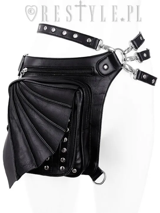 Czarna gotycka torebka na biodro, nerka, torba nietoperz "BAT HOLSTER BAG"-Restyle Hot