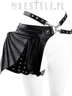 Czarna gotycka torebka na biodro, nerka, torba nietoperz "BAT HOLSTER BAG"-Restyle Hot