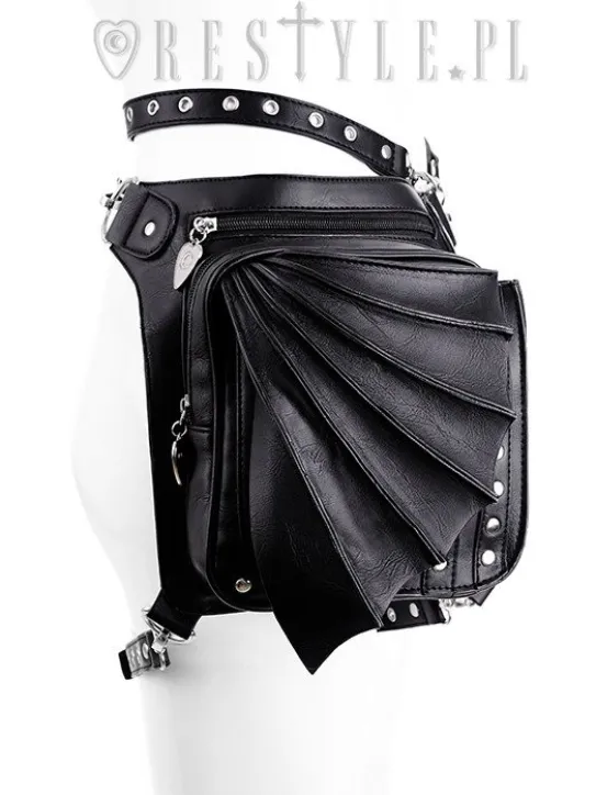 Czarna gotycka torebka na biodro, nerka, torba nietoperz "BAT HOLSTER BAG"-Restyle Hot