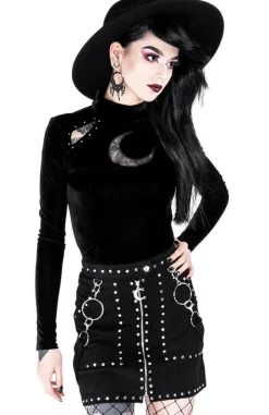 Czarna gotycka ćwiekowana spódnica "STUDDED SUEDE SKIRT"-Restyle Fashion