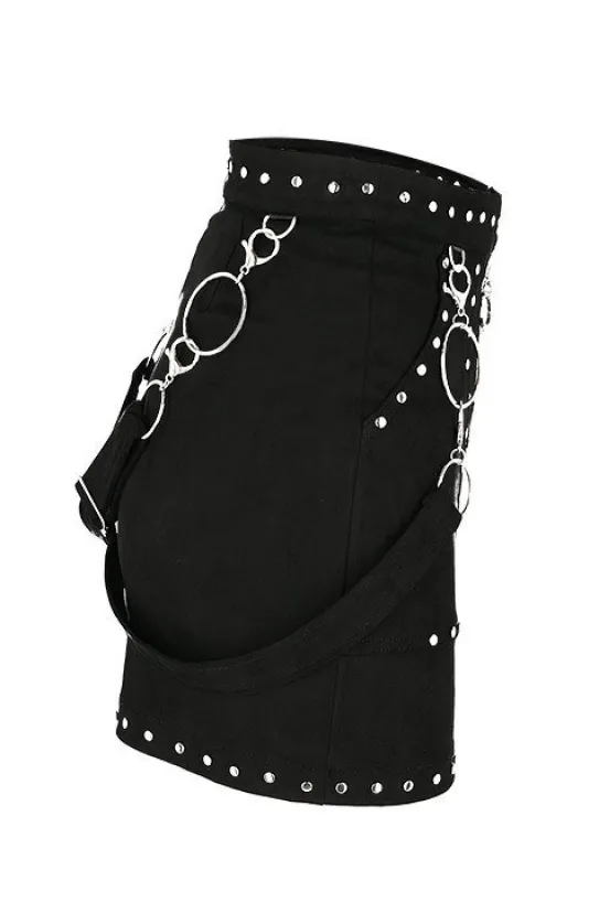 Czarna gotycka ćwiekowana spódnica "STUDDED SUEDE SKIRT"-Restyle Fashion