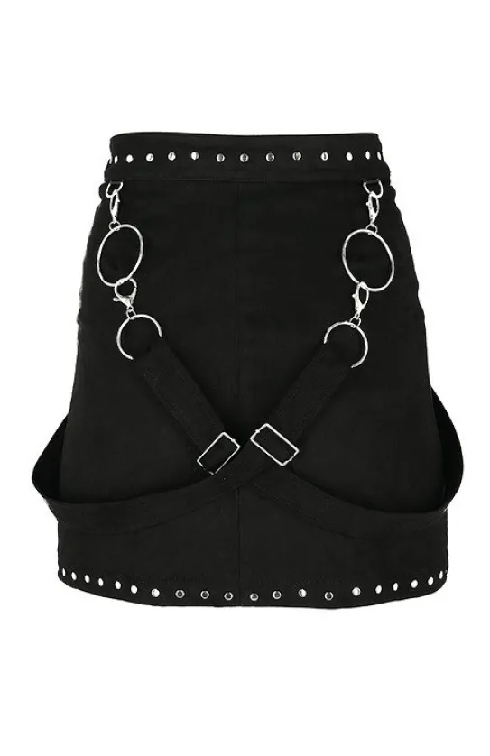 Czarna gotycka ćwiekowana spódnica "STUDDED SUEDE SKIRT"-Restyle Fashion