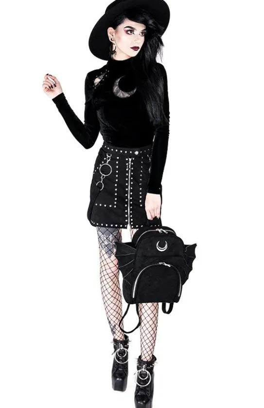Czarna gotycka ćwiekowana spódnica "STUDDED SUEDE SKIRT"-Restyle Fashion