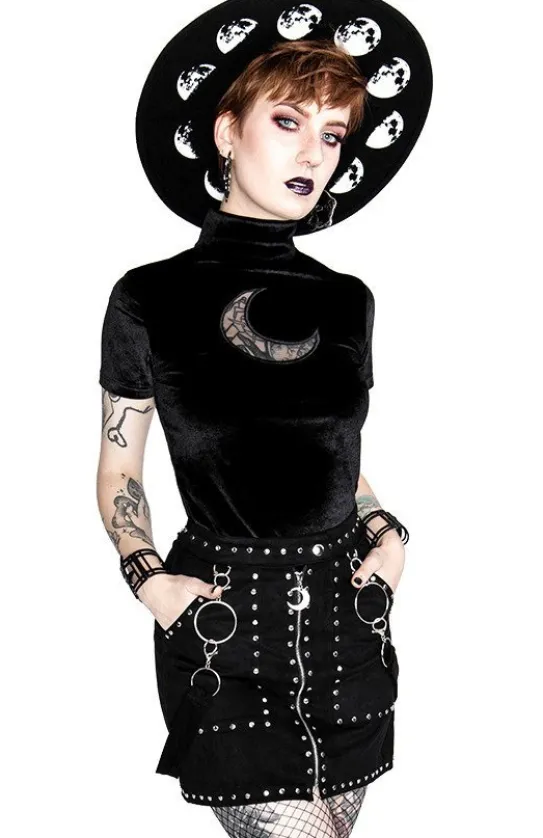 Czarna gotycka ćwiekowana spódnica "STUDDED SUEDE SKIRT"-Restyle Fashion