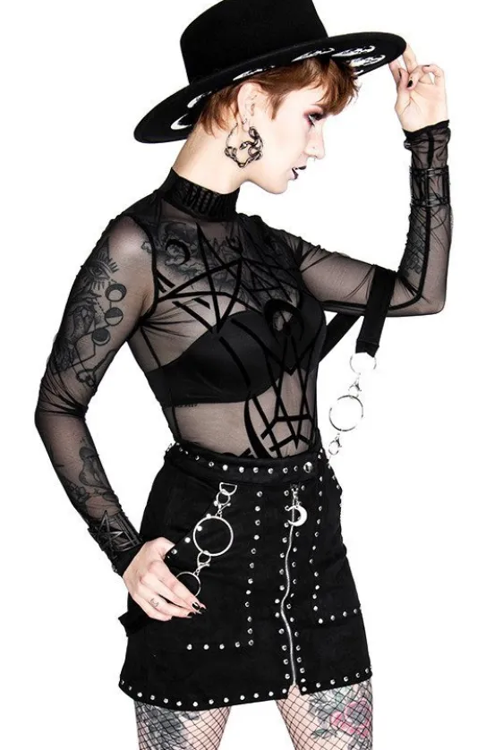 Czarna gotycka ćwiekowana spódnica "STUDDED SUEDE SKIRT"-Restyle Fashion