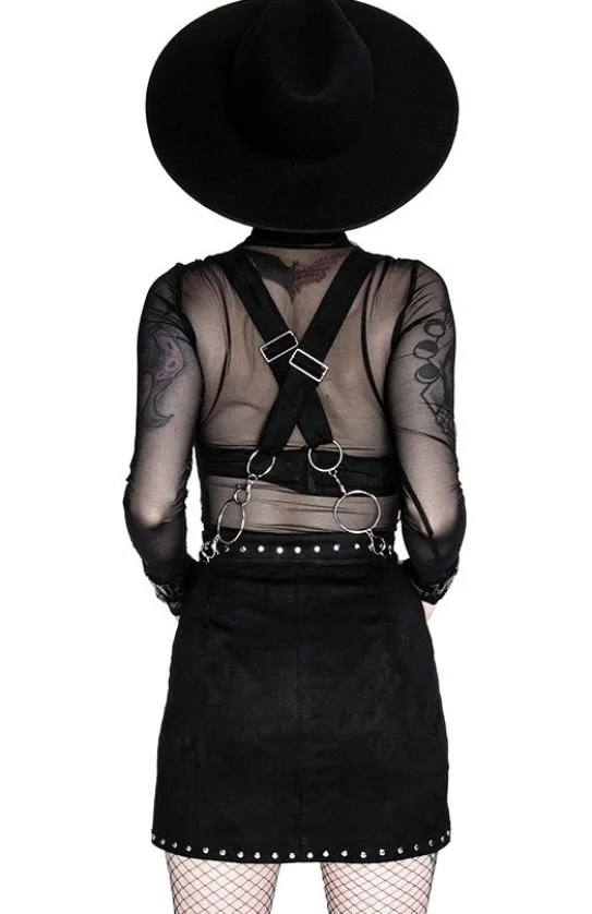 Czarna gotycka ćwiekowana spódnica "STUDDED SUEDE SKIRT"-Restyle Fashion
