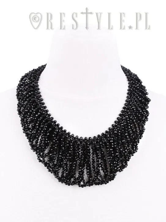 Czarna Kolia koralikowa, gotycki naszyjnik "FRANCES CHOKER"-Restyle Hot