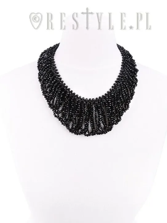 Czarna Kolia koralikowa, gotycki naszyjnik "FRANCES CHOKER"-Restyle Hot