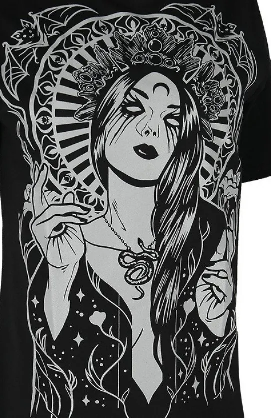 Czarna luźna koszulka z boginią GODDESS OVERSIZED-Restyle Sale