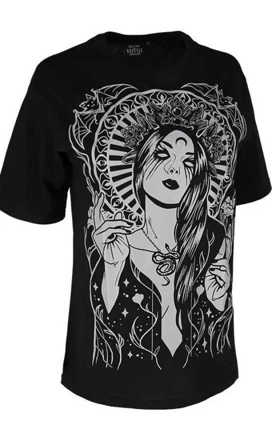 Czarna luźna koszulka z boginią GODDESS OVERSIZED-Restyle Sale