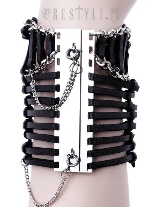 Czarna nowoczesna gotycka bransoleta z rzemieni "STRING BRACELET"-Restyle Best
