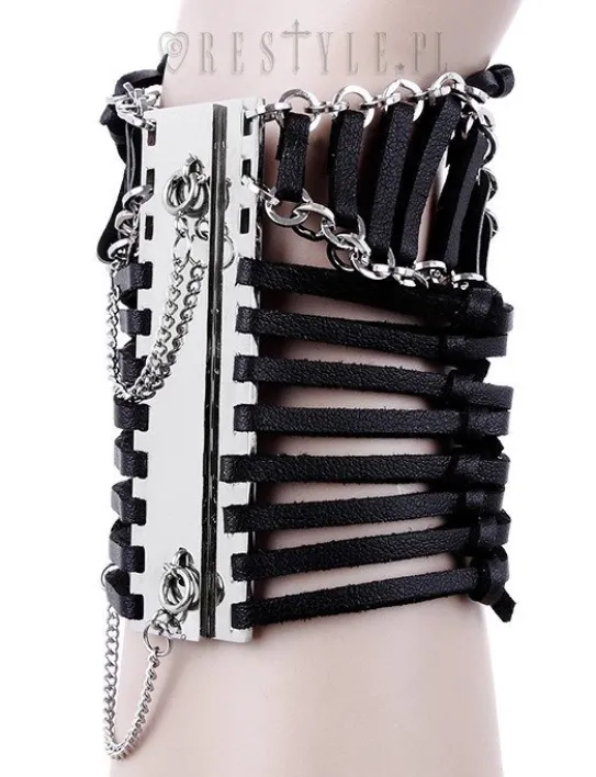Czarna nowoczesna gotycka bransoleta z rzemieni "STRING BRACELET"-Restyle Best