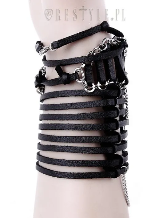 Czarna nowoczesna gotycka bransoleta z rzemieni "STRING BRACELET"-Restyle Best